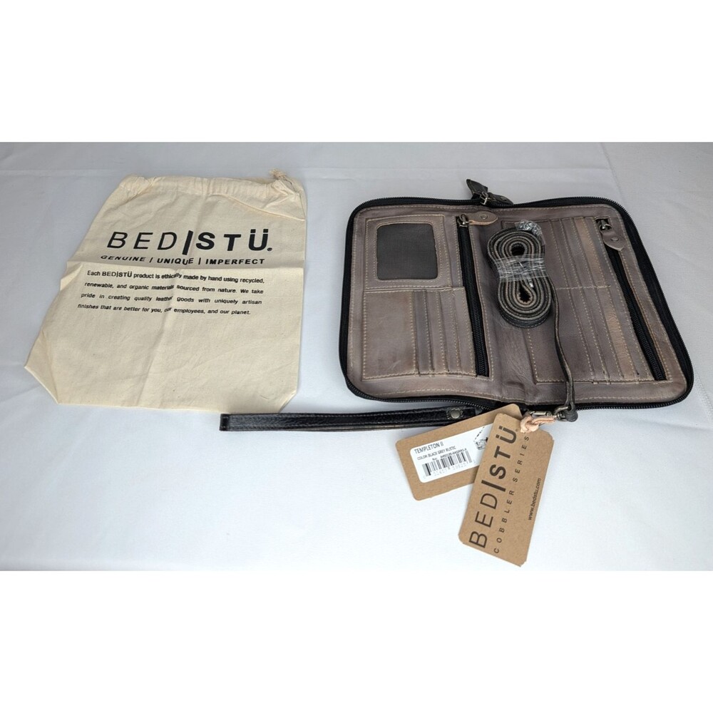 BED|STU Templeton II - Black & Grey Leather Crossbody, Rustic, NWT